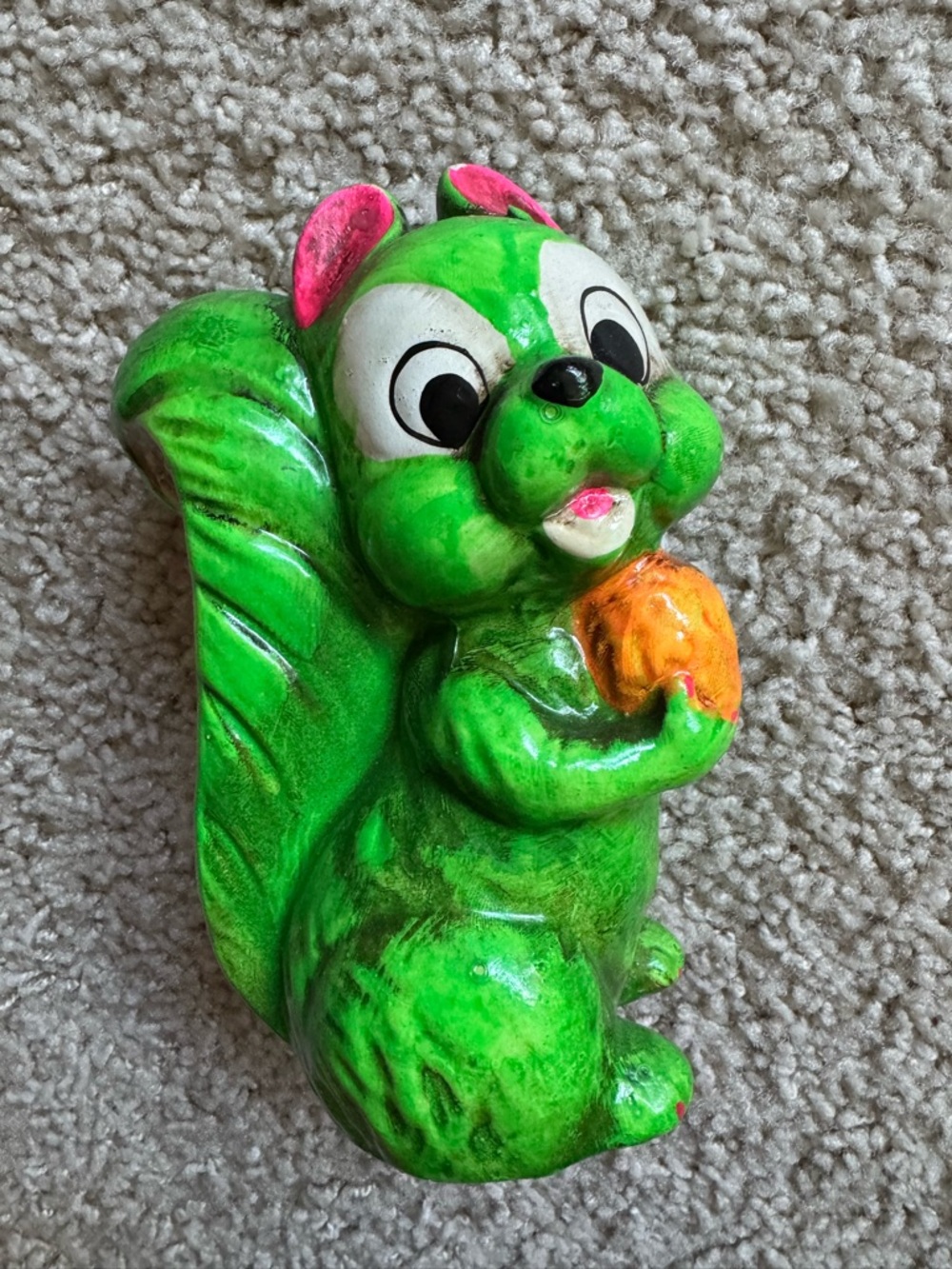 Vintage Green Squirrel Chalkware Bank